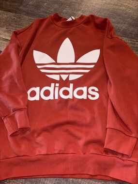 adidas oversized Sweatshirt in Brick Red with White Log size medium.
